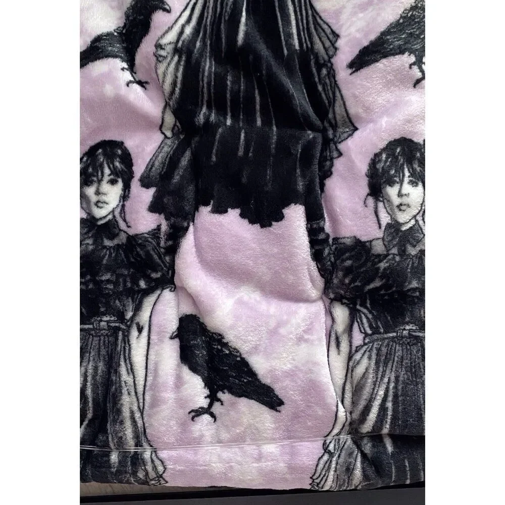Wednesday Addams Dancing Netflix Show Soft Plush Throw 50” X 70” Purple Crow NEW